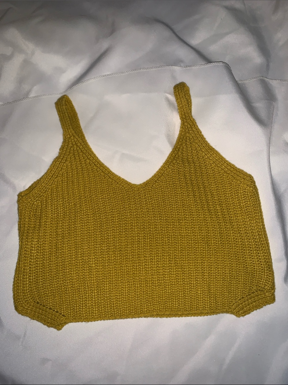 Mustard Knit Cropped Tank Top - Women's